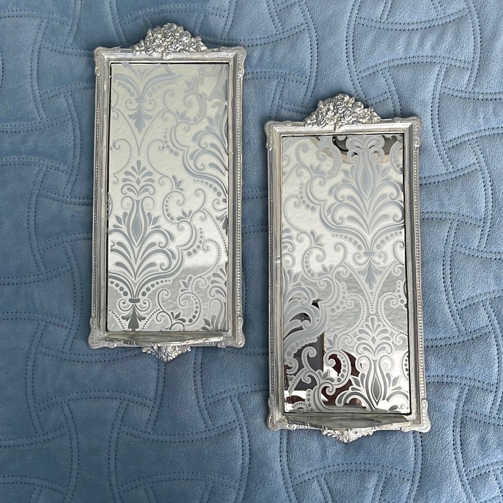 Shabby chic mirrored wall sconces